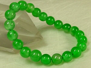 ■龍香堂■☆ミャンマー氷種翡翠(ひすい)8mm玉ブレスレット(若葉色)