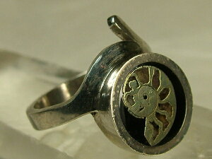 ■龍香堂■☆アンモナイト化石 銀台リング14号(v1)