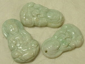 ワンコインセール■龍香堂■☆A貨ミャンマー翡翠(ひすい)観音トップ32mm(1点)