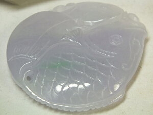 ■龍香堂■☆ミャンマーラベンダー翡翠(ひすい)福鯉トップ54mm(r19)