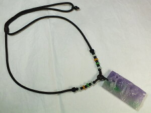 ■龍香堂■☆ミャンマーラベンダー翡翠(ひすい)牌子ペンダント57mm(v63)