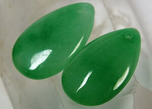 ■龍香堂■☆ミャンマー氷種翡翠(アイスジェダイト)雫型トップ23mm(2P)v1