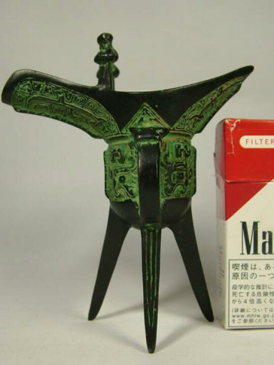 楽天市場】□龍香堂□☆珍品！中国産銅製置物「爵（三足酒器125mm 