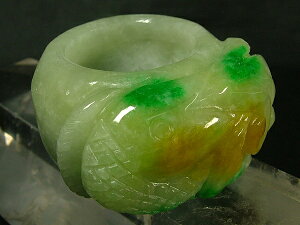 ■龍香堂■☆ミャンマー翡翠(ひすい)大型指輪「福鯉」24号(v3)