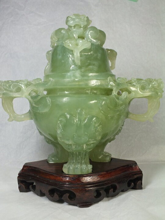 楽天市場】□龍香堂□☆【中国骨董品】岫玉製三足貔貅香炉175mm 