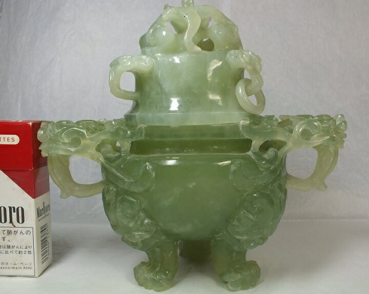 楽天市場】□龍香堂□☆【中国骨董品】岫玉製三足貔貅香炉175mm 