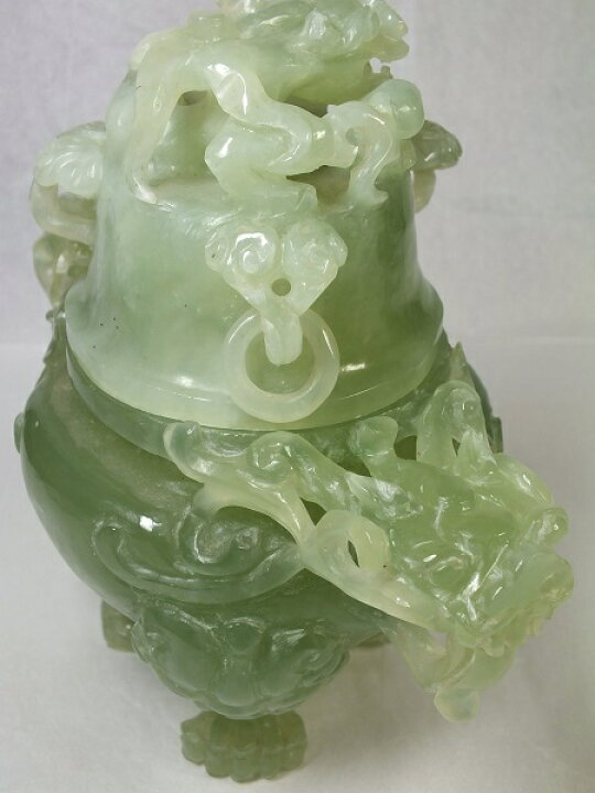 楽天市場】□龍香堂□☆【中国骨董品】岫玉製三足貔貅香炉175mm 