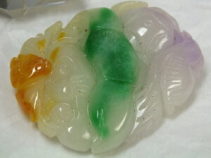 ■龍香堂■☆ミャンマー翡翠(ひすい)「蓮蝙蝠牌子」57mm(h37)