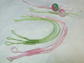 ■龍香堂■☆ストラップ用飾り紐（緑＆ピンク）6P