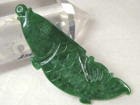 ■龍香堂■☆ミャンマー翡翠（ひすい）福鯉（77mm）