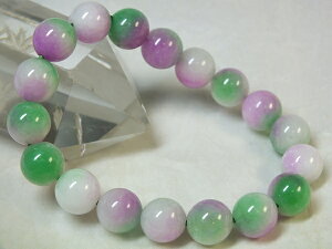 ■龍香堂■☆ミャンマー翡翠(ひすい)ピンク&グリーン10mm玉ブレスレット(v25)