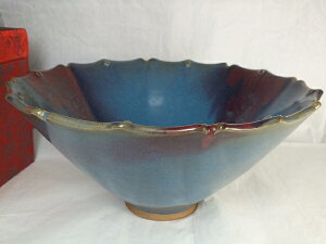 ■龍香堂■☆【中国骨董品】均窯(きんよう)大型輪花鉢240mm