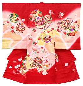 ※記念感謝祭☆送料無料☆正絹京友禅工芸最高級手加工美術染☆花まり古典四季花祝い文多色五段ボカシ染☆お祝着