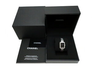 ☆シャネルCHANEL☆【箱保】レディース時計/ボーイフレンドツィード/ダイヤベゼル/SS/黒/H4877【LW283】【税込価格】【質屋出店】【中古】【あす楽対応】