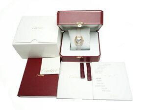 〇カルティエCARTIER〇【箱保替バンド】レディース時計/クレドゥカルティエ/ダイヤベゼル/K18PG×クロコ/ホワイト/WJCL0016【LW288】【税込価格】【質屋出店】【中古】【あす楽対応】