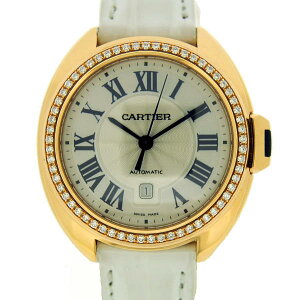 〇カルティエCARTIER〇【箱保替バンド】レディース時計/クレドゥカルティエ/ダイヤベゼル/K18PG×クロコ/ホワイト/WJCL0016【LW288】【税込価格】【質屋出店】【中古】【あす楽対応】