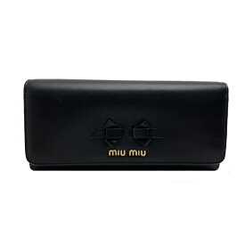 ◆ミュウミュウ MIU MIU◆ 財布/長サイフ/ソフトカーフ/黒/リボン/5MH109 【SA5924】【税込価格】【質屋出店】【中古】【あす楽対応】