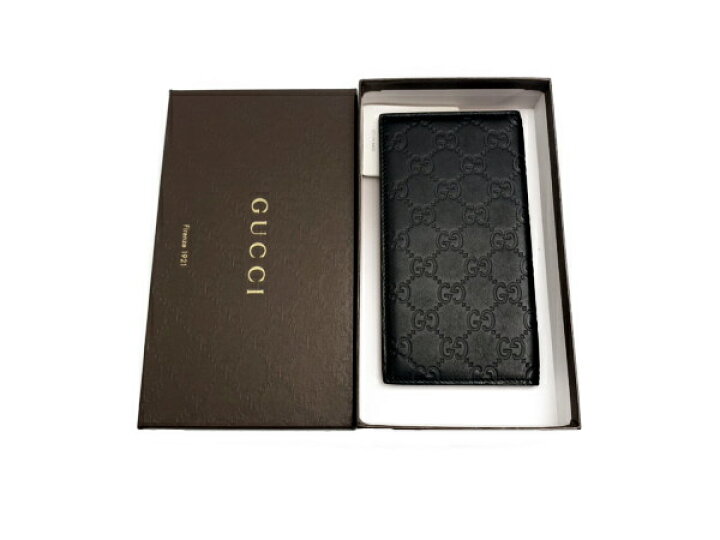 楽天市場】◇グッチ GUCCI◇ 財布/2つ折札入/GG柄/グッチシマレザー/黒  