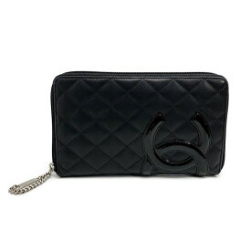 ☆シャネル CHANEL☆ 財布/ラウンドファスナー長サイフ/カンボンライン/オーガナイザー/カーフ/黒×黒/A48660 【SA7215】【税込価格】【質屋出店】【中古】【あす楽対応】