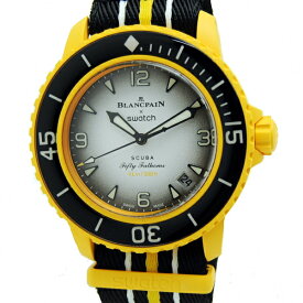 ◆スウォッチ×ブランパン Swatch×BLANCPAIN◆ 【箱 保】メンズ時計/バイオセラミック/フィフティファゾムス/パシフィックオーシャン/イエローオレンジ/SO35P100 【MW1840】【税込価格】【質屋出店】【中古】【あす楽対応】