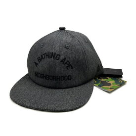 ◆ネイバーフッド×ベイシングエイプ NEIGHBORHOOD×A BATHING APE◆ 帽子/キャップ/BAPE×NBHD PANEL CAP/ポリエステル×コットン/グレー/FREE/242NDAPN-HT01S 【SA8055】【税込価格】【質屋出店】【新品】【あす楽対応】