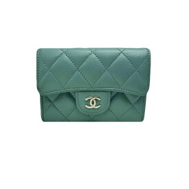 ☆シャネル CHANEL☆ クラシックフラップカードケース/キャビアスキン/グレインカーフ/ブルーグレー/AP0214 【SA8145】【税込価格】【質屋出店】【中古】【あす楽対応】