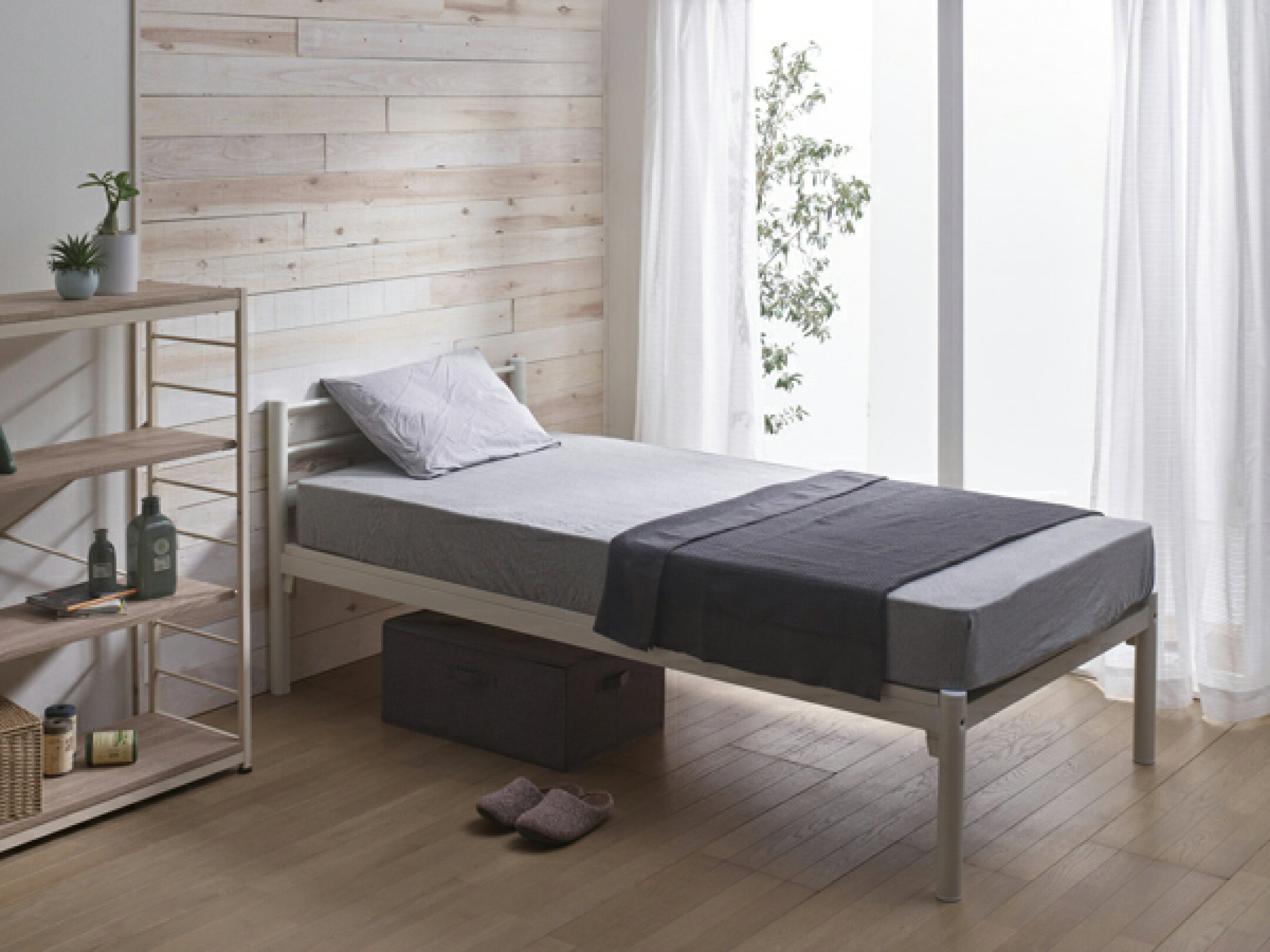 メッシュベットMBD-97（BKブラック、WHホワイト）W970×L2020×H760（床面H400/床下315)mm（脚フレーム:50.8Φパイプ（粉体塗装）