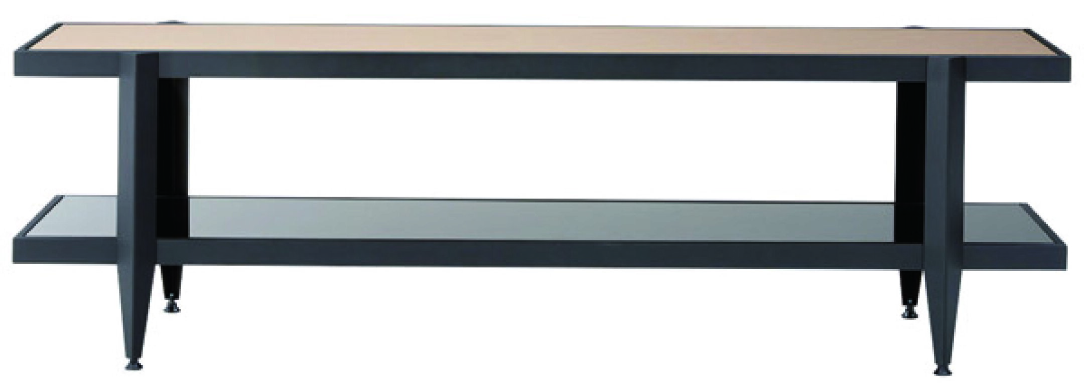 特価【在庫無くなり次第販売終了】ローボード　サイドボード　LV-99-150N テレビ台 　W1500×D406×H445mm　スチールフレーム:チヂミブラック 天板:オークA（メラミン） 棚板:ブラック 組立式、アジャスター付