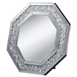 KUROSHIO MIRAYU  八角ミラー ダイヤ DS-004 4mm厚ミラー(面取り)、中質繊維板 W38×H150×厚さ3.4cm ミラー部分直径約38.5cm スタンド付、壁掛けOK、裏面塗装【送料無料】