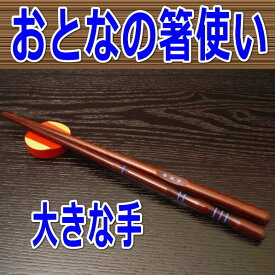 【国産】大人の矯正箸 男性 大きな手用 箸使い 躾箸 しつけ箸　漆 大人用　男箸　23.5cm（右利き） 正しいお箸の持ち方 品格 大人 芸能人 箸の持ち方 イラスト付き