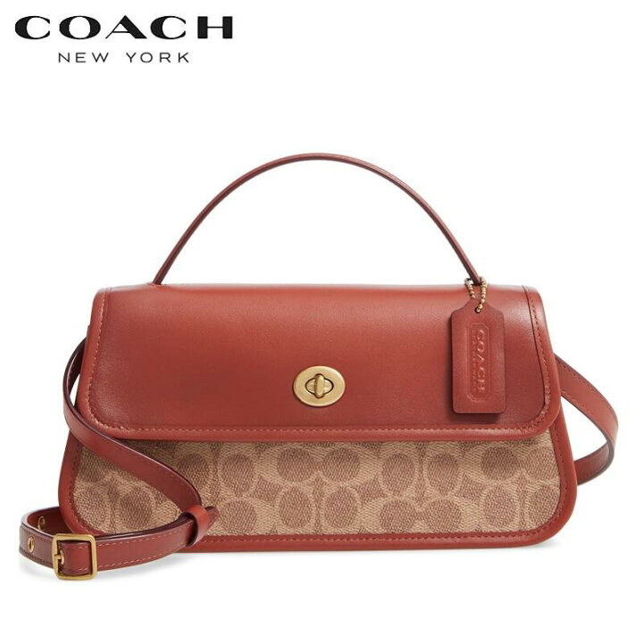 コーチ ショルダーバッグ レディース コーチ 新作 2020春新作 コーチ ショルダーバック コーチ ブティックライン COACH ターンロック クラッチ シグネチャー キャンバス タン ラスト | KANON STORY