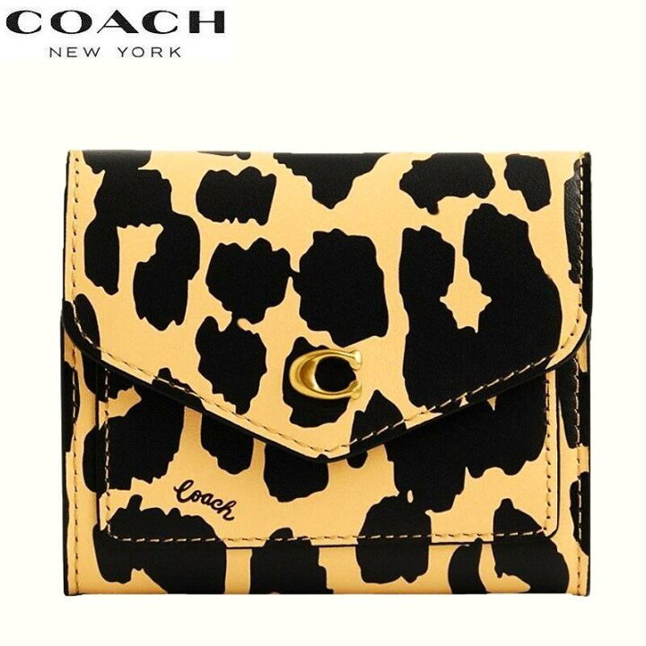 コーチ 財布 レディース COACH 折り財布 レオパード プリント スモール 