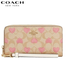 【SALE 2024新作 COACH】コーチ COACH 新作 長財布 スマホケース ファクトリー 2024新作 シグネチャー キャンバス ハート プリント ロング ジップ アラウンド アコーディオン ウォレット 正規品