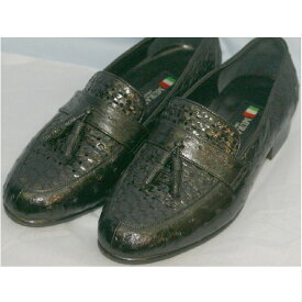 【中古】本物抜群に綺麗ムラキハンドメイド黒オーストリッチ素材24cmEEE高級な靴 ○D10-159