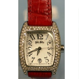 【中古】本物美品フォリフォリのベゼルにラインストーン女性用可愛い時計　電池交換済み 〇A3-101
