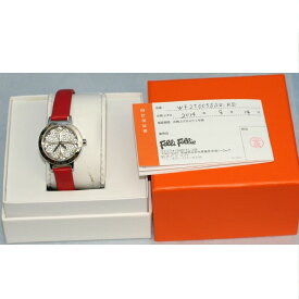 【中古】本物完動美品フォリフォリ女性用銀色丸文字盤に4個のハートの形のラインストーンがお洒落なクオーツの時計2014年8月購入　1ヶ月保証付き　○A10-79