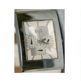 【中古】本物完動品D&G紳士用ごついクロノタイプ白革ベルト時計 ○A6-63