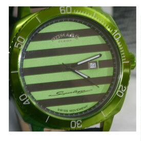 【中古】本物新品同様ロマゴデザイン紳士用スーパーLEGGERA腕時計RM049-0371ST-GR直径4,5cmごつい時計　1ヶ月保証付き ○A11-99