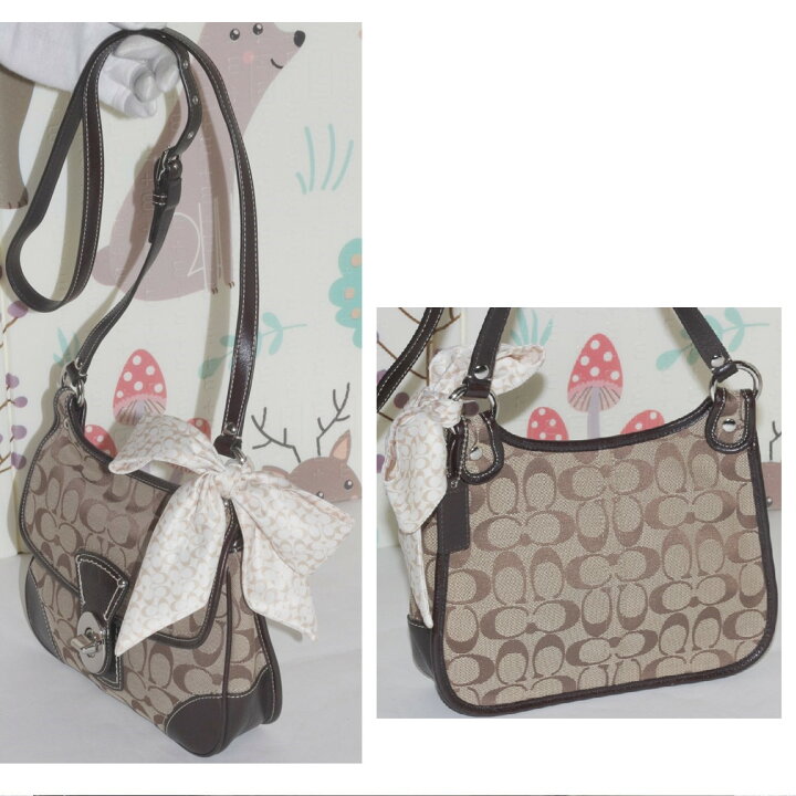 楽天市場】【中古】本物綺麗コーチ女性用可愛いリボン付き茶色 