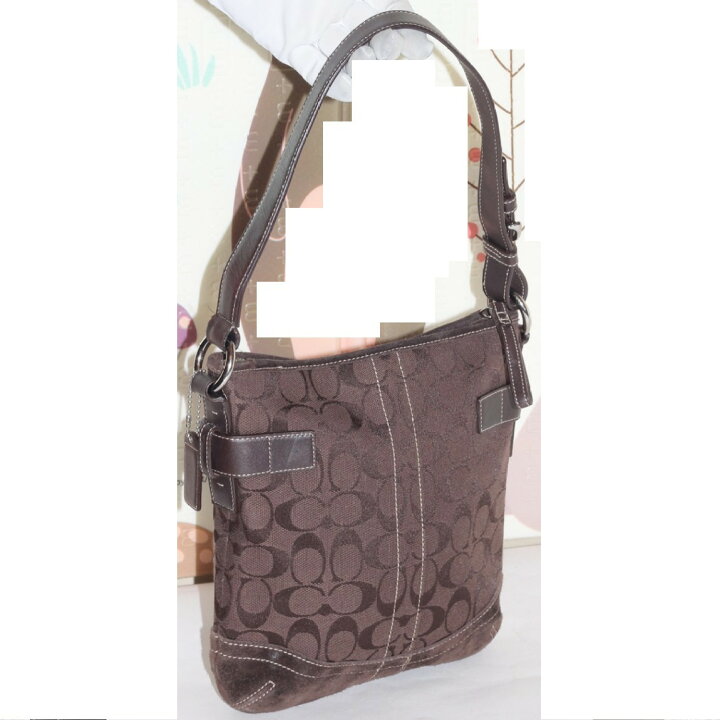 楽天市場】【中古】本物ほぼ新品コーチの女性用の焦げ茶色シグネチャー 