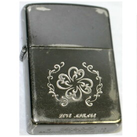 【中古】本物Zippo2013年製艶消し銀色ライター大きな花とLOVE刻印○D11-71-3