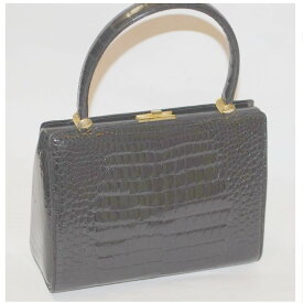 【中古】可女性用イタリー製クロコダイル素材の高級感漂うハンドバッグ　サイズW21H16D8,5cm　○C16-78　(エ)