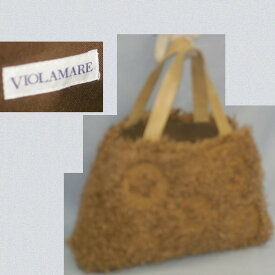 【中古】本物綺麗ビオラマーレ女性用今の時期に最適茶色ツイードのような温かみのある素材のバッグ　サイズW41H30D5cm　 ○C9-336-5