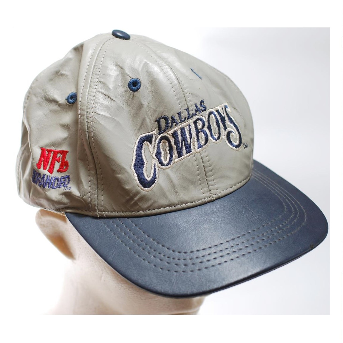 信頼 NFL DALLAS COWBOYSダラスカウボーイのグレー色革素材の帽子 ○D15-69-4 4-003