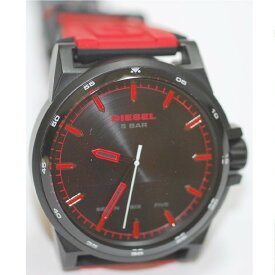 【中古】本物完動美品ディーゼルの紳士用の赤x黒のごついお洒落な時計DZ-1911　1ヶ月保障付　○A16-6　T-1