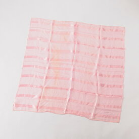 【中古】本物ジバンシイ女性用シルク素材80x80cmピンクx濃いピンク色シースルーデザインスカーフ　290419-3