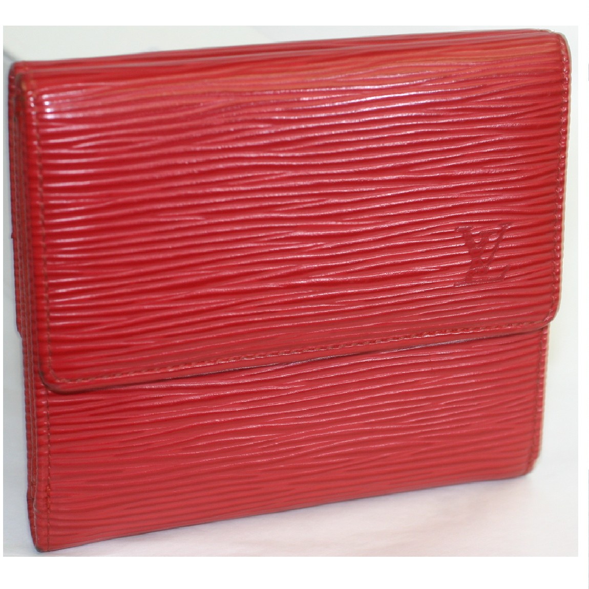 【中古】本物美品L/Vエピの赤いWホックの財布M63487 サイズW11H10D2cm ○C14-143