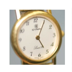 【中古】本物完動品シーマ女性用金色時計LOUISXV伸縮性のベルト電池交換済み　○A9-18