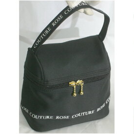 【中古】本物美品ROSE COUTUREの黒い革素材のハンドバッグ　サイズW20xH17xD10cm　○C14-274-3