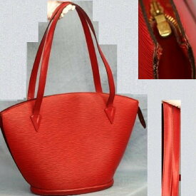 【中古】本物美品L/V　M52267女性用エピの赤いサンジャックショッピングバッグ　サイズW44,5H30D17cm ○C2-795